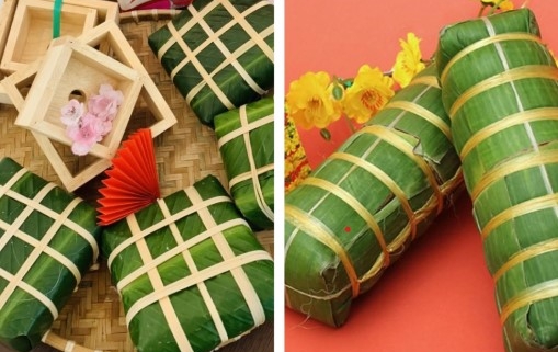 Banh Chung and Banh Tet, traditional Vietnamese sticky rice cakes prepared for Tet Lunar New Year celebrations