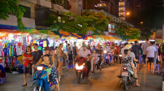 Ben Thanh Night Market bustling at night in Ho Chi Minh City