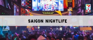 Saigon nightlife scene with bars, clubs, and vibrant city lights at night