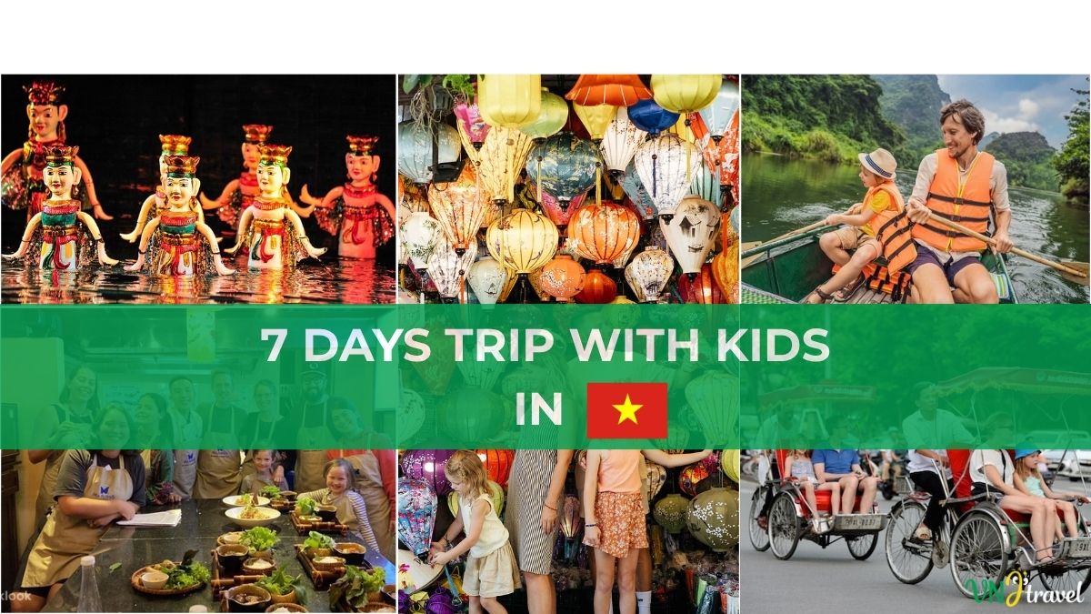 A family with children exploring Vietnam’s top attractions during a fun-filled 7-day vacation.