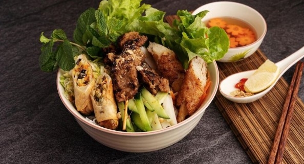 Vietnamese grilled pork with noodles (bun thit nuong), a kid-friendly Vietnamese dish