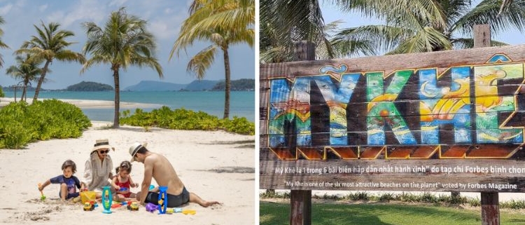 Family relaxing at My Khe/Phu Quoc beach, Vietnam