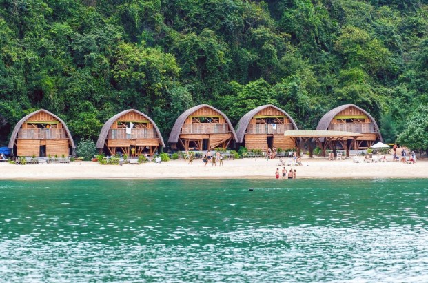 Eco-friendly beach bungalows on a secluded island in Cat Ba Vietnam