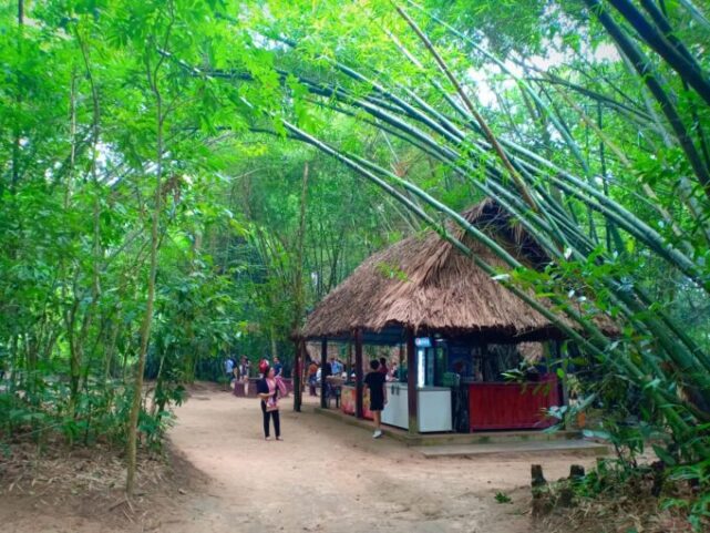 Traditional thatched roof hut at the Cu Chi Tunnels historical site near Ho Chi Minh City