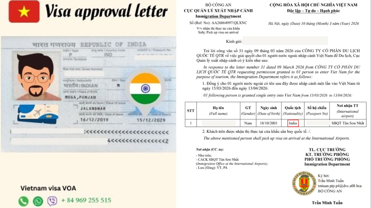 Vietnam Visa on Arrival for Indian citizens arriving at a Vietnamese international airport.